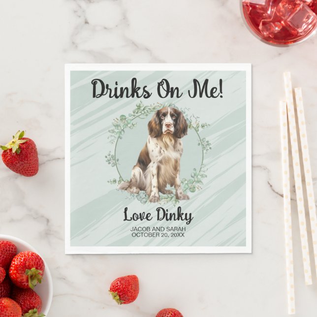 Trinke auf mich! English Springer Spanel Dog Weddi Serviette (Beispiel)
