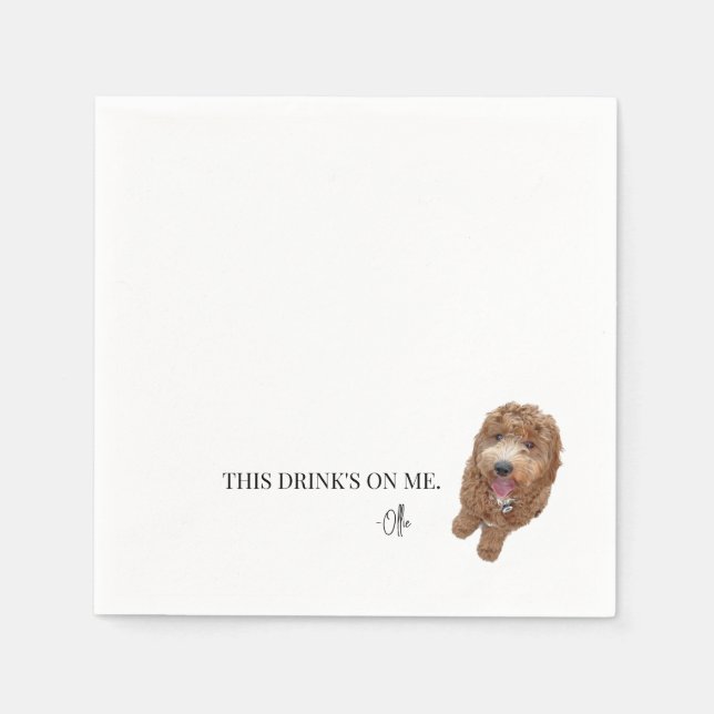 Trinke auf mich! Goldendoodle Cocktail Napkin Serviette (Vorderseite)