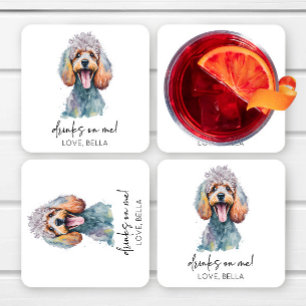Trinke auf mich! Poodle Dog Pet Wedding Rechteckiger Pappuntersetzer