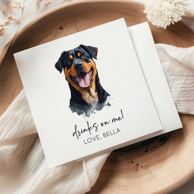 Trinke auf mich! Rottweiler Dog Pet Wedding Serviette (Von Creator hochgeladen)