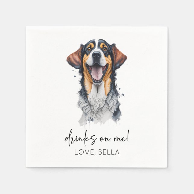 Trinke auf mich! Sarabi Dog Pet Wedding Serviette (Vorderseite)