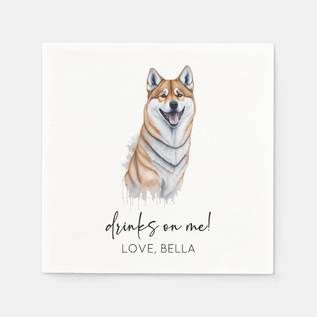 Trinke auf mich! Shiba Inu Dog Pet Wedding Serviette (Vorderseite)