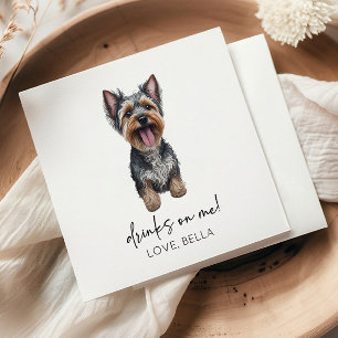 Trinke auf mich! Yorkshire Terrier Yorkie Dog Wedd Serviette