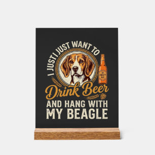 Trinke Bier Beagle Hund Craft Ale Flasche Hopfen Acrylschild