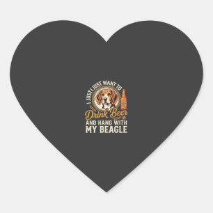 Trinke Bier Beagle Hund Craft Ale Flasche Hopfen Herz-Aufkleber