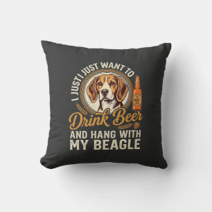 Trinke Bier Beagle Hund Craft Ale Flasche Hopfen Kissen