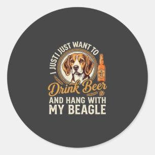 Trinke Bier Beagle Hund Craft Ale Flasche Hopfen Runder Aufkleber