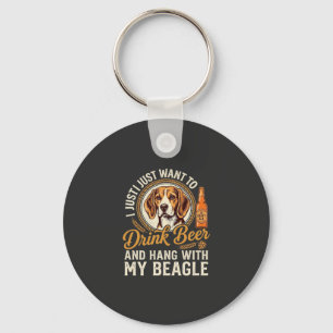 Trinke Bier Beagle Hund Craft Ale Flasche Hopfen Schlüsselanhänger