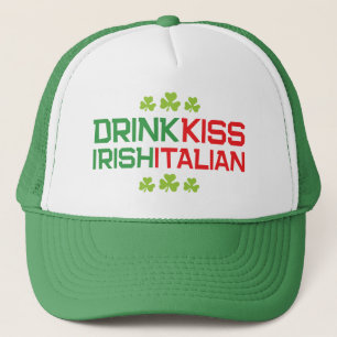 Trinke Irish Kiss Italian mit Shamrocks St Patrick Truckerkappe