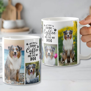Trinke Kaffee und streichle meinen Hund Foto Kaffeetasse