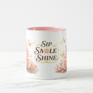 Trinke, Lächle, Strahle Blumen-Tasse Tasse