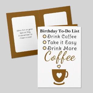 Trinke mehr Kaffee weiß braun Geburtstag Karte