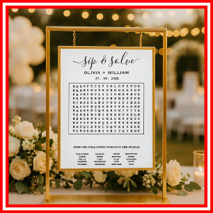 Trinke und suche benutzerdefiniertes Wort-Hochzeit Poster