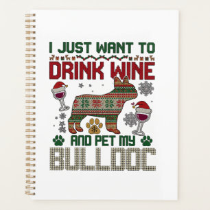 Trinke Wein Bulldogge Hund hässlicher Pullover San Planer