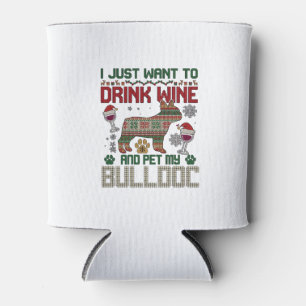 Trinke Wein Bulldogge Hund hässlicher Pullover Wei Dosenkühler