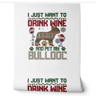Trinke Wein Bulldogge Hund hässlicher Pullover Wei Tapete