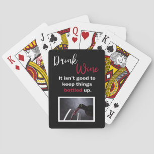 Trinke Wein Lustiger Spruch Personalisiert Schwarz Spielkarten