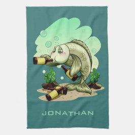Trinken Fisch individuelle Name Handtuch