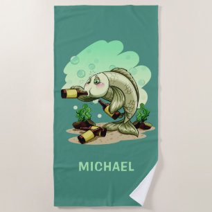 Trinken Fisch individuelle Name Strandtuch