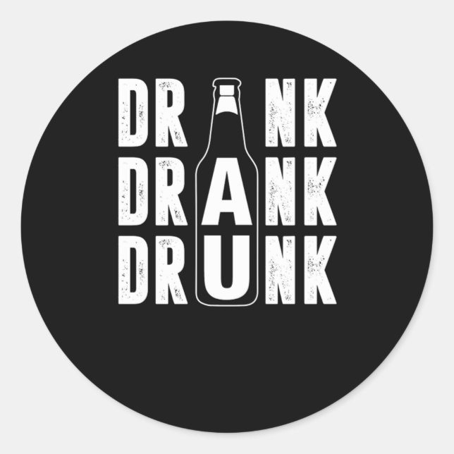 Trinken getrunken Betrunkene Bierflasche Bier Love Runder Aufkleber (Vorderseite)