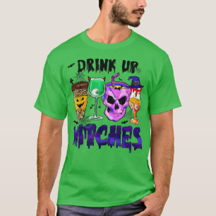 Trinken Hexen Retro Kaffee Spooky Jahreszeit Hallo T-Shirt