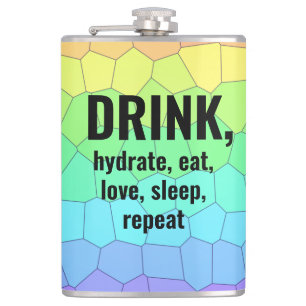 TRINKEN, Hydratisieren, Essen, Liebe, Schlafen, Wi Flachmann