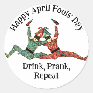 Trinken Jesters April Narren Day Runder Aufkleber