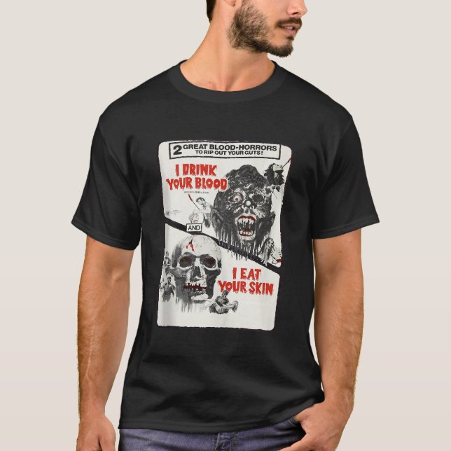 Trinken klassisches Halloween Monster Poster Horro T-Shirt (Vorderseite)