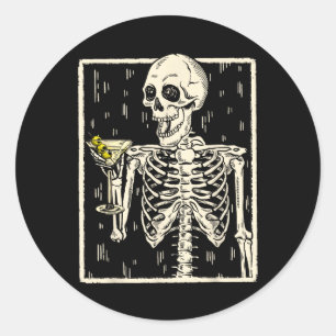 Trinken Martini Schwanz Retro Halloween Kostüm Runder Aufkleber
