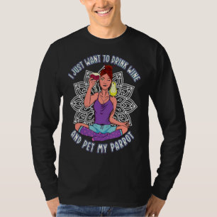 Trinken Sie einfach Wein & Pet Papageien I Yellow T-Shirt