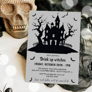 Trinken Sie Hexen aus grauem Halloween-Party Einladung