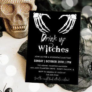 Trinken Sie Hexen aus grauem Halloween-Party Einladung