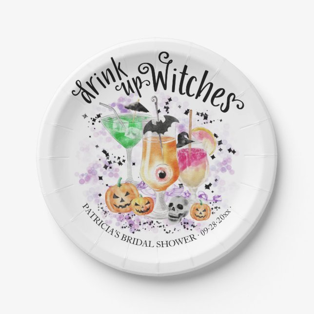 Trinken Sie Hexen Cocktail Halloween Brautparty Pappteller (Vorderseite)
