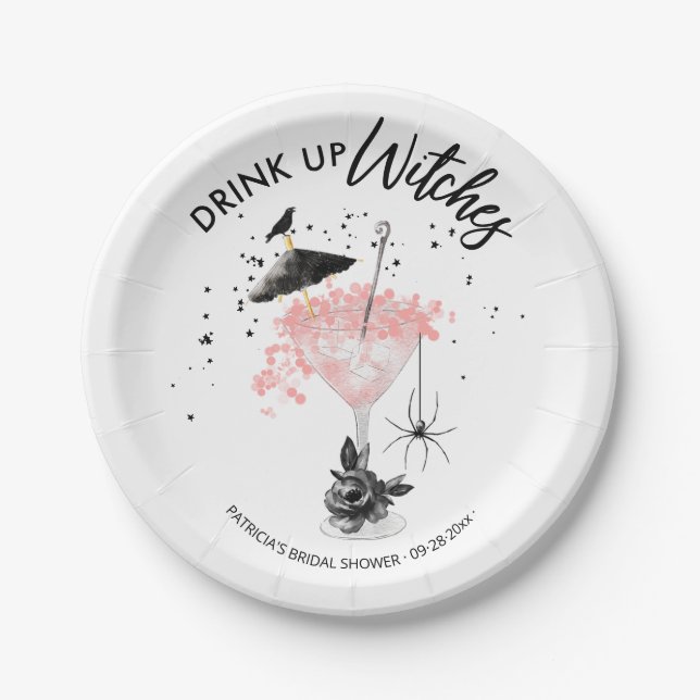 Trinken Sie Hexen Cocktail Halloween Brautparty Pappteller (Vorderseite)