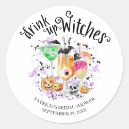 Trinken Sie Hexen Cocktail Halloween Brautparty Runder Aufkleber