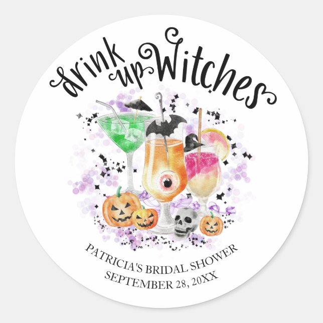 Trinken Sie Hexen Cocktail Halloween Brautparty Runder Aufkleber (Vorderseite)