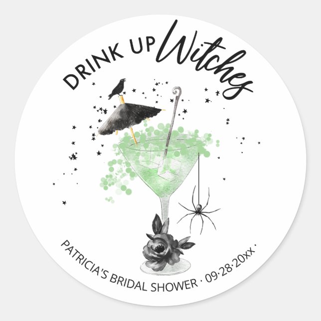 Trinken Sie Hexen Cocktail Halloween Brautparty Runder Aufkleber (Vorderseite)