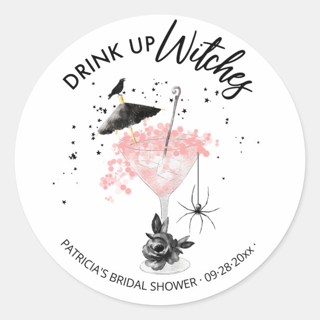 Trinken Sie Hexen Cocktail Halloween Brautparty Runder Aufkleber (Vorderseite)