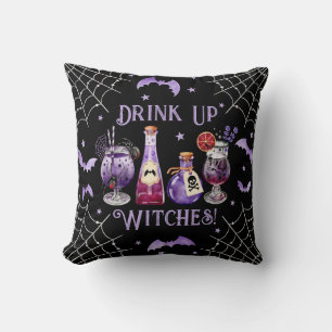 Trinken Sie Hexen Cocktails und KostümHalloween Kissen