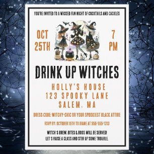 Trinken Sie Hexen Girls’ Night Halloween Einladung