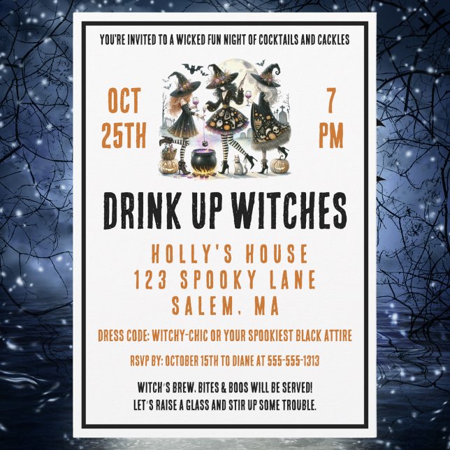 Trinken Sie Hexen Girls’ Night Halloween Einladung (Von Creator hochgeladen)
