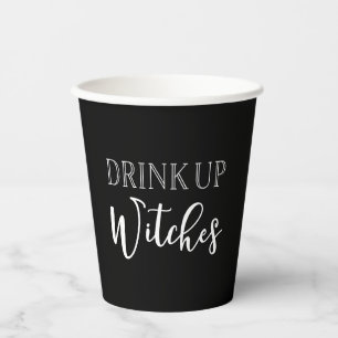 Trinken Sie Hexen Schwarz-Weiß Halloween Cups Pappbecher