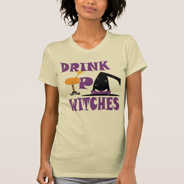 Trinken Sie Hexen Wein Funny Spooky Halloween T-Sh T-Shirt (Vorderseite)