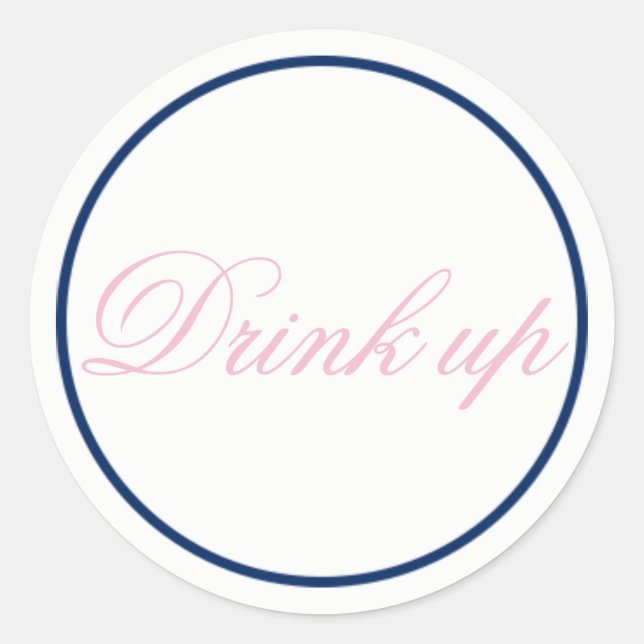 Trinken Sie Hochzeitsticker Rosa/Marine Runder Aufkleber (Vorderseite)