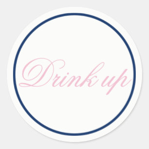 Trinken Sie Hochzeitsticker Rosa/Marine Runder Aufkleber