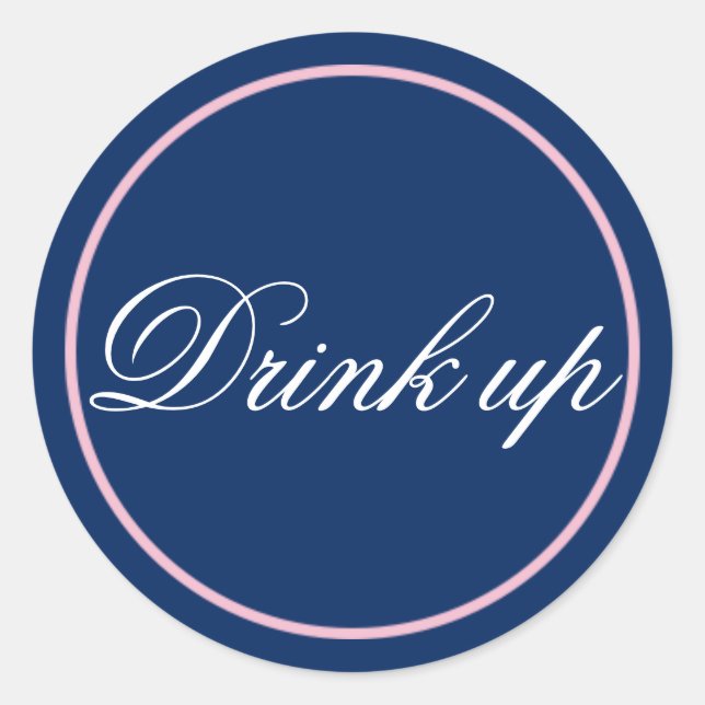 Trinken Sie Hochzeitsticker Rosa/Marine Runder Aufkleber (Vorderseite)