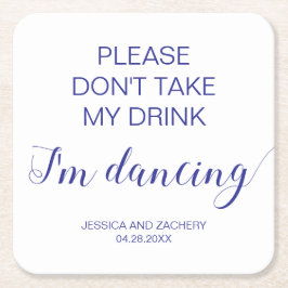Trinken Sie nicht, ich tanze Navy Blue Wedding Rechteckiger Pappuntersetzer