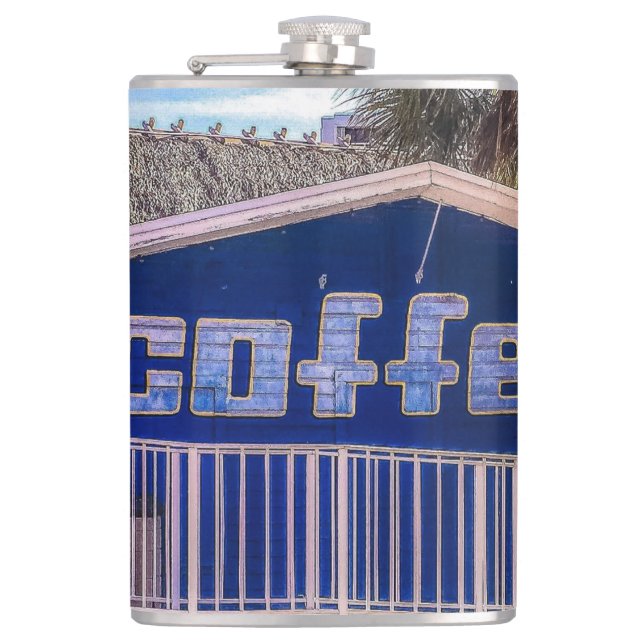 Trinken Sie später KAFFEE Flachmann (Vorderseite)