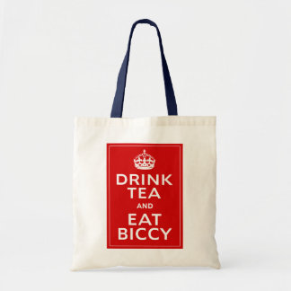 Trinken Sie Tee und essen Sie Biccy ~ Briten-Spaß Tragetasche