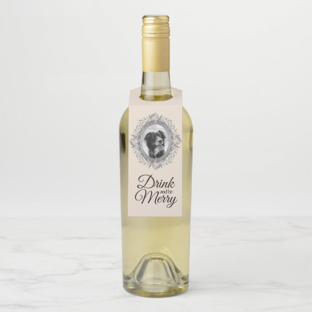 Trinken Sie und seien Sie froh Urlaub Silber Rahme Flaschenanhänger (Auf Flasche)